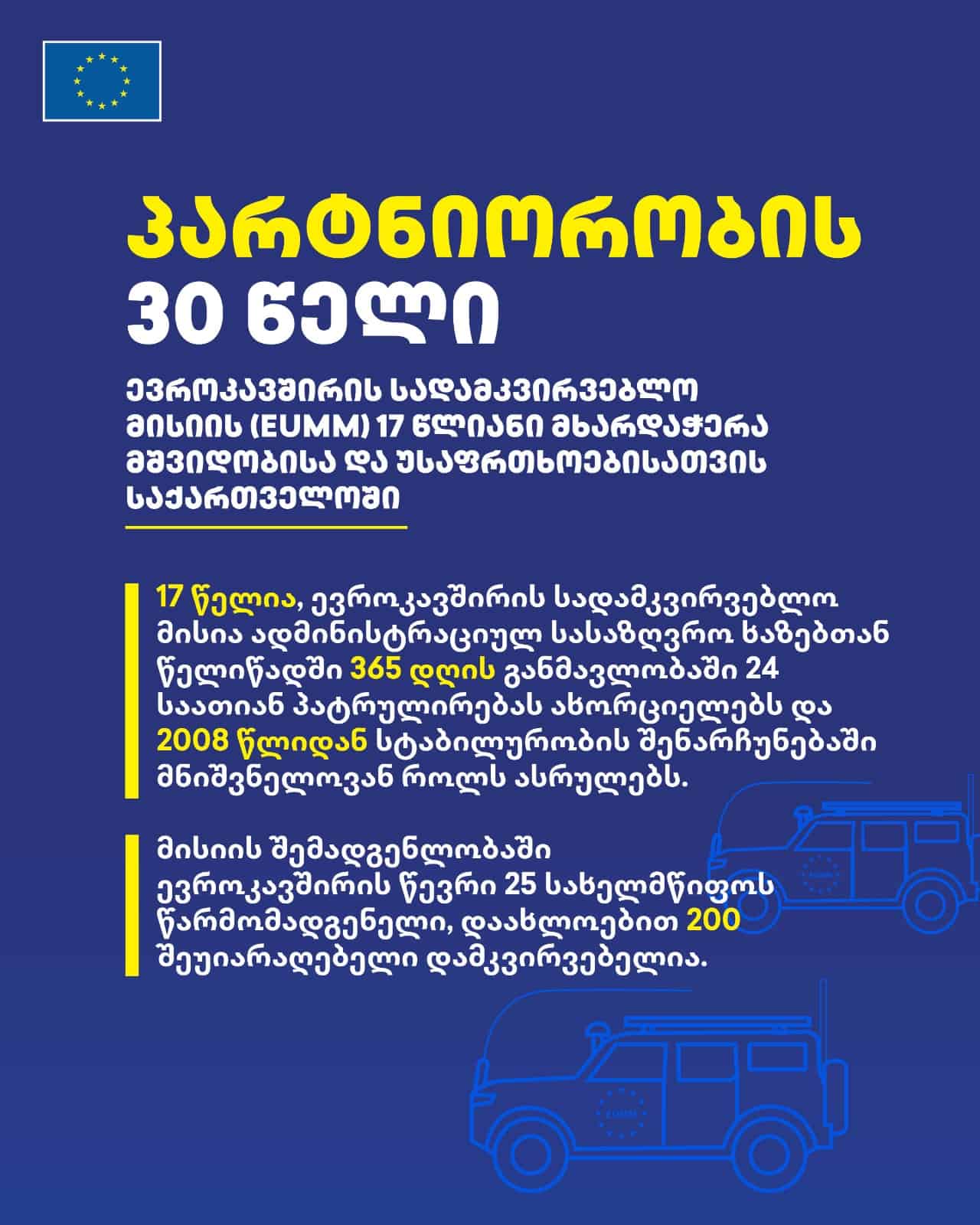 პარტნიორობის 30 წელი - ევროკავშირის სადამკვირვებლო მისია საქართველოში